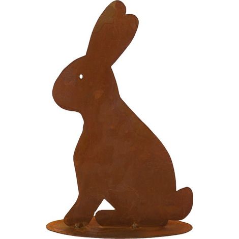 Lapin de Pâques Décoratif en Métal Figurine de Jardin Effet Patine Rouille 31 cm - PANGIVO (1/4)