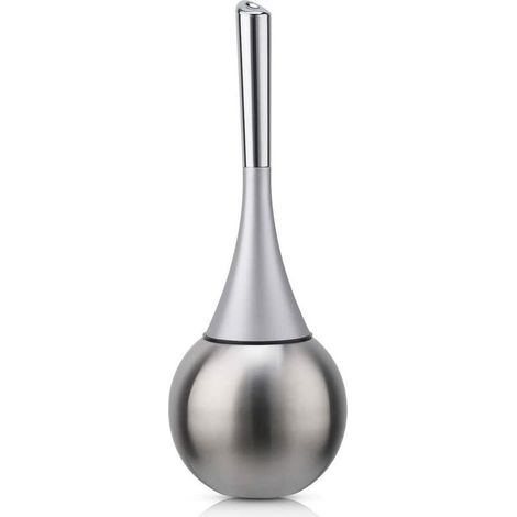 [JAMAIS UTILISÉ]Porte-brosse WC autoportant en acier inoxydable finition brossée polie ensemble WC salles de bains (brosse incluse)-argent (1/5)