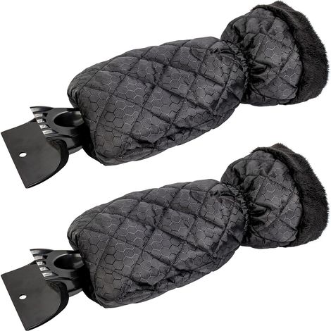 CSPARKV 2 Pack Car Ice Scraper - Car Windshield Scraper Window Glove, Snow Scrapers with Waterproof Lining, Removes Ice and Keeps Hands Warm - 2 PCS