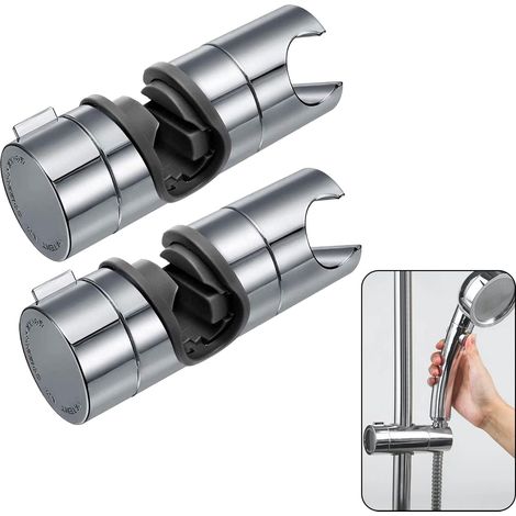 2 PCS Support de Douche 18-25mm ABS Réglable Main de Remplacement Douche Ferroviaire Head Curseur Clamp Support Bracket Chromée, pour Salle de Bain (1/4)