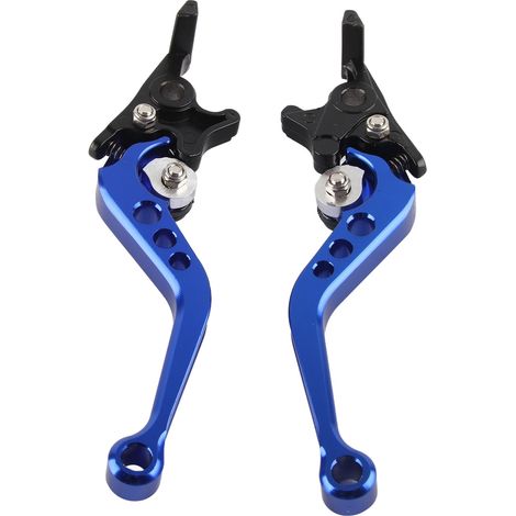 Blaue CNC-gefräste Aluminium-Doppelscheibenbremshebel für Motorrad und Roller, Paar aus 2 Stück, Zubehör zur Leistungssteigerung. (1/5)