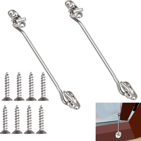 Crochet Fermeture Porte,2 Pièces Crochet de Porte Loquet Oeil de Cabine,Serrure en Acier Inoxydable,avec Vis de Montage,pour Fenêtre,Porte de Grange,Hangar,Garage(15cm) (1/5)