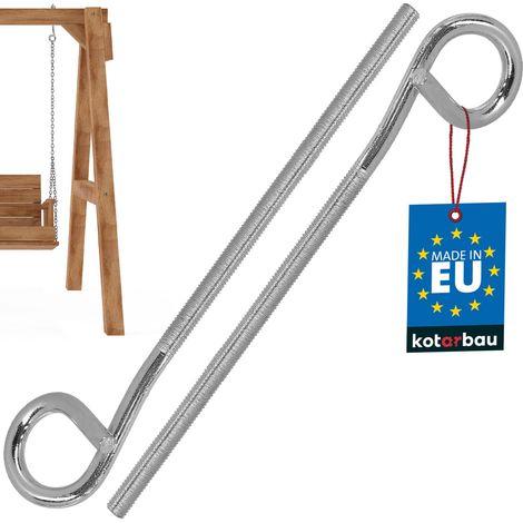 KOTARBAU® Lot de 2 Crochet à Visser - Crochet Plafond - Acier Galvanisé - 210 mm - Argent - M8 - Piton à Visser - Fixation Plafond - Pour Hamac (1/5)