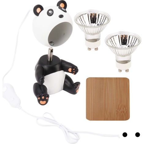 Lampe chauffante bougie robot panda mignon, cadre métal, ampoule G10, minuterie, 110‑220V prise UE (1/5)