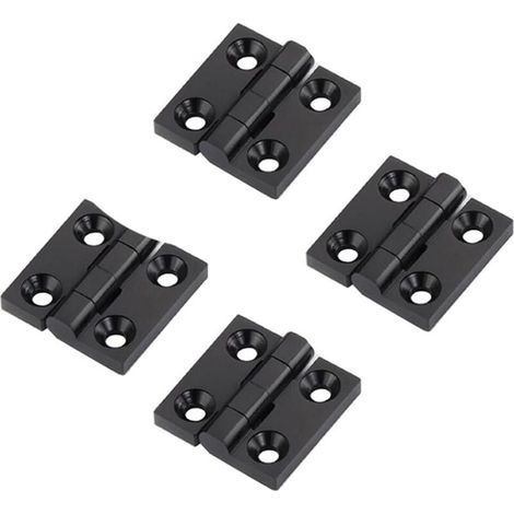 Lot de 4 charnières noires en alliage de zinc 50 x 50 mm Charnières de cadre de porte en aluminium Kit d'installation pour profil d'extrusion en aluminium 2020 6 mm (1/5)