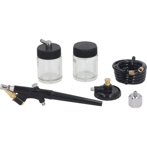 Kit aérographe sans fil portable mini pour ongles, modélisme, peinture et décoration de gâteaux. Aérographe à simple action, godet inférieur, diamètre de pulvérisation 0,8 mm. (1/5)