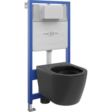 Mexen ensemble encastré WC cadre Fenix Slim avec cuvette WC Carmen, noir mat - 6103388XX85 (1/3)