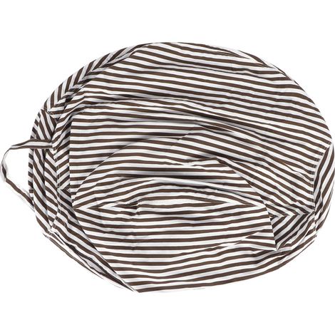 Housse de Pouf Gigogne Rangement Jouets Lavable en Machine Tissu Robuste Motif Rayures Café 80x80cm (1/5)