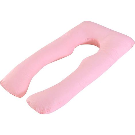 Pregnancy Pillow, 69.8 x 144.8 cm U-Shaped and Contoured Maternity Pillow with Replaceable and Washable Cover, Polyester Cotton, Pink, 43 34 20cm (1/5)