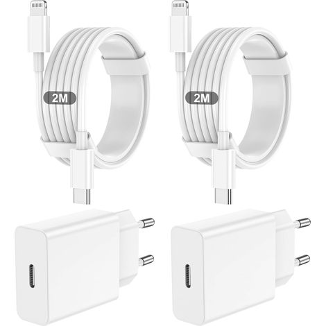 Chargeur Rapide iPhone 14 13 12 11,USB C Chargeur 2M Câble Lightning (1/5)