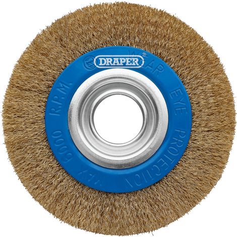 Draper 150mm Brassed Steel Bench Grinder Wire Wheel Brush - Model 08066