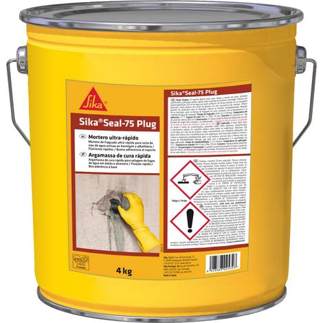 SikaSeal®-75 Plug - Mortero de obturación ultrarrápido para vías de agua - 18 kg - Cubo - Gris