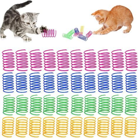 40 Katzenspielzeuge, Kunststofffedern, leuchtende Farben, flexibel, für Kätzchen und Katzen (1/5)