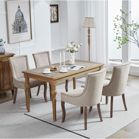 MEUBLIV Esszimmerstuhl 61x55x92,5 cm beige – hohe Rückenlehne, 2er-Set (1/5)