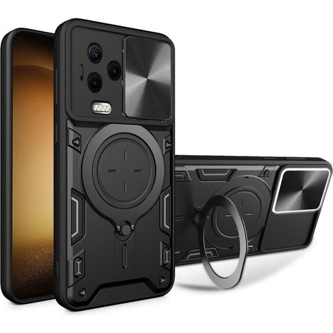 Funda protectora para Infinix Note 12 2023, con soporte y placa para el asa, color negro. (1/5)