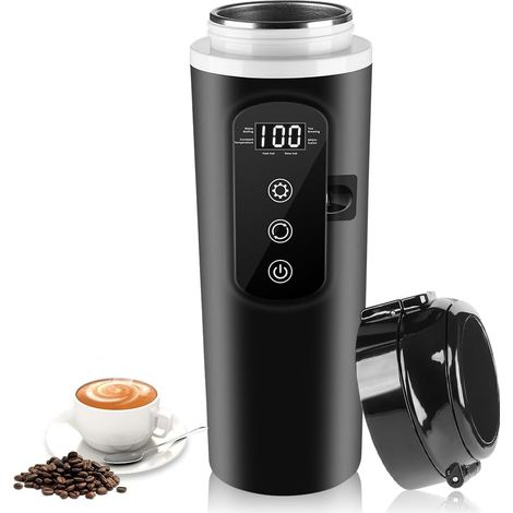 Hervidor de agua portátil para automóvil de 12 V/24 V, hervidor de agua eléctrico de viaje de 500 ml, hervidor de agua eléctrico portátil para automóvil, taza de viaje con pantalla LCD para automóvil (1/5)