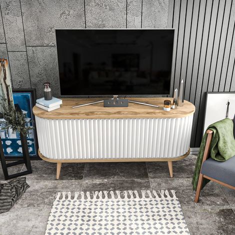 TV-Möbel Stor Eiche Weiß Melamin 140x64x43 cm (1/5)