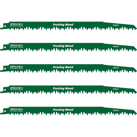 Set of 5 Sabre Saw Blades Wood 300 mm 5TPI - Pruning Trees, Soft Hardwood, Living - Easy Durable (1/5)