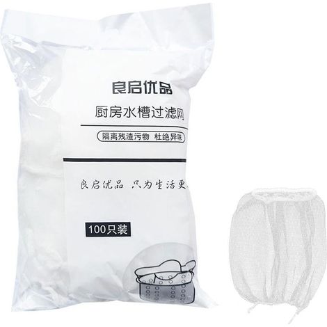 Sac Filtre Évier Jetable - Maille Fine 10 x 11 cm - Pour Évier Cuisine Salle de Bain Machine à Laver - 100 Pièces (1/5)