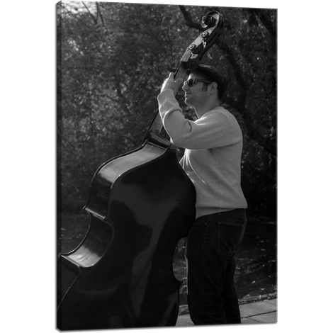 Leinwanddruck Musik Musiker Kontrabass 40x60 cm
