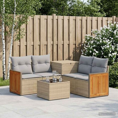 Set di divani da giardino modulare in polyrattan e acciaio con tavolino, set da 6 pezzi - PANGIVO (1/5)