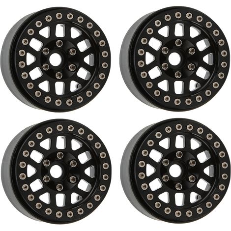 Jeu de 4 jantes alliage aluminium 1.9" à blocage de perles pour Axial SCX10 90046, pièces voiture RC crawler, noir (1/5)
