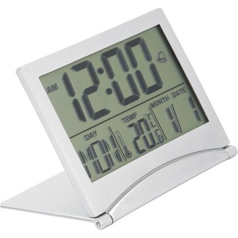Digitaler Reisewecker, Digitaler Wecker, Kalenderuhr, Tischwecker, Faltbarer Temperaturtimer für Nachttisch oder Büro/Heimdekoration