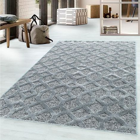 Tapis scandinave à courtes mèches rectangulaire Kiitos Gris 140x200 (1/5)