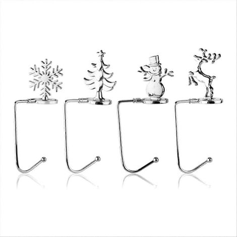 Lot de 4 supports pour chaussettes de Noël, supports décoratifs sapin de Noël et flocons de neige (1/5)