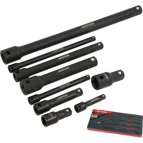 Neilsen 9pc 1/4" 3/8" 1/2" Impact Socket Extension Bar Set Extra Long 2" - 10"