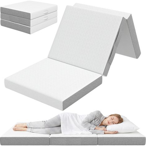 Matelas pliant 195 x 75 cm, épaisseur 10 cm, housse lavable, idéal pour les invités et le camping (1/5)