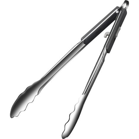 Pince alimentaire en acier inoxydable 304, outil de cuisine avec pince à barbecue dentelée, pince à steak, pince alimentaire multifonctionnelle (pince fleur de prunier de 25 cm (gris) (1/5)