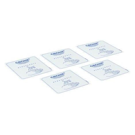 Grohe Sticker, mit Piktogramm, selbstklebend, für Waschtisch-Einlochbatterien, Waschtisch-Unterputz-Armaturen, 5 Stück