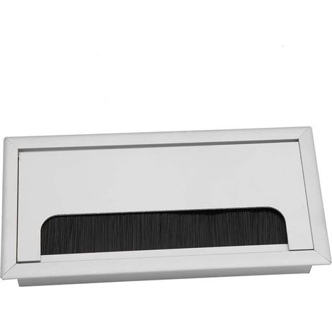 Sollbry Paquete de 2 salidas de cable de aluminio para computadora de escritorio, orificio para insertar cable y cubierta superior (80 x 160 mm) (1/3)