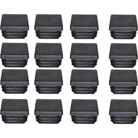 Bouchon Plastique 40x40mm Embout Tube Carre Noir Plastique Embout Bouchons D'obturation pour Pieds de Meuble Trampoline 16PCS (1/4)
