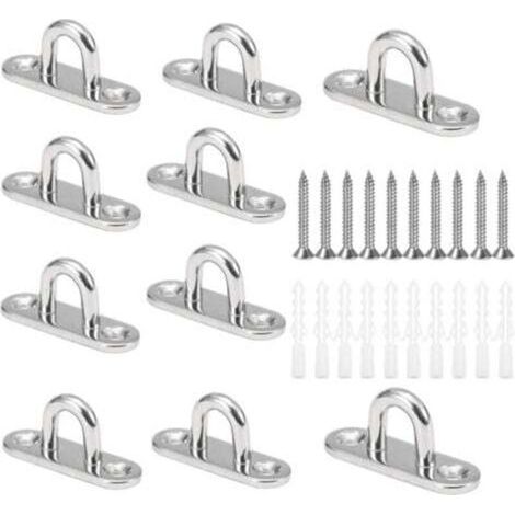 10 Pièces M5 Crochets de Plafond en Forme U en Acier Inoxydable 304 de Base 15 x 45mm Support Mural Plaques à Oeil pour Fixer les Cordons sur Bateau et Yoga ou Suspendre les Lustres de Plafond (1/4)