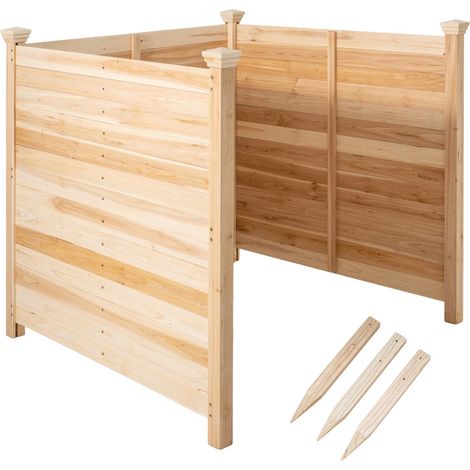 COSTWAY Clôture de Jardin 3 Panneaux, Écran d'Intimité Extérieur en Bois de Sapin avec Piquets de Sol, Clôture Décorative pour Climatiseur Poubelles Équipements de Piscine Patio Cour (Naturel) (1/5)
