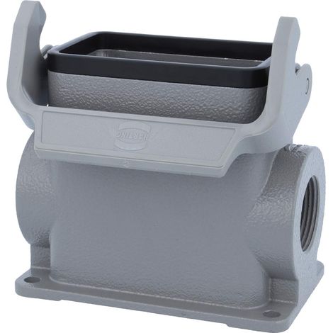 HARTING Han 10B Sockelgehäuse hoch, 2xM25 seitlicher Kabelabgang, mit 1 Längsbügel Verschraubung M25 Klemmbereich 9,0mm - 17,0mm - 1 Stück (1/3)