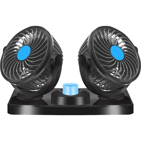 Ventilateur à double tête 12v, ventilateur de refroidissement électrique à double tête, rotation à 360 ° 2 vitesses s'adapte à toutes les voitures familiales ou avec prise allume-cigare 12VDC (1/5)