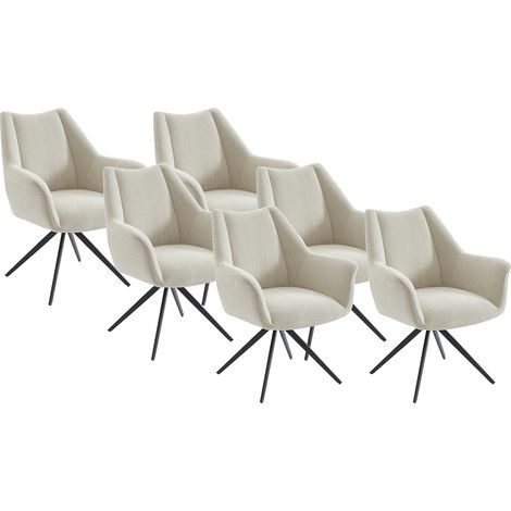 Sedia con braccioli in Tessuto e Metallo Nero Beige - Lotto di 6 - KARDESA della Maison Céphy (1/5)