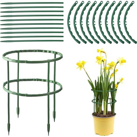 Beyamis Lot de 10 tuteurs pour plantes grimpantes, support floral modulable et ajustable, idéal pour les plantes grimpantes, les légumes et les fleurs.