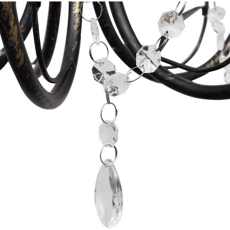 Maison Exclusive - Lustre métal noir style art nouveau + perles crystal 3 x E14 Ampoules (1/4)