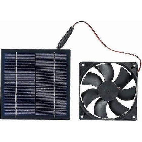 Ventilateur solaire miniature 5W 6V, alimenté par panneau solaire, résistant à l'eau (IP65), idéal pour chiens, poules, maisons, serres et camping-cars. (1/5)