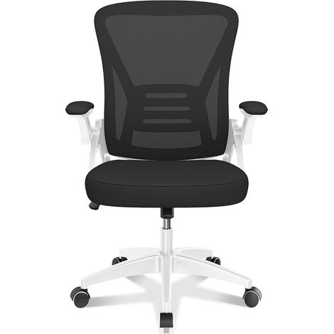 Chaise de Bureau Ergonomique - à roulette - Soutien Lombaire Dossier Règalable- Hauteur Ajustable - Blanc (1/5)