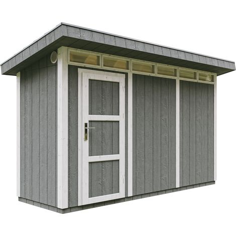 Caseta de jardín de CALIDAD PREMIUM 4,3m²-L161xW411cm - con Suelo,Baldosas Bituminosas y Pintura - Construcción con paneles LP Smartside - Cobertizo jardín exterior TIMBELA M902 - Cavern steel (1/5)