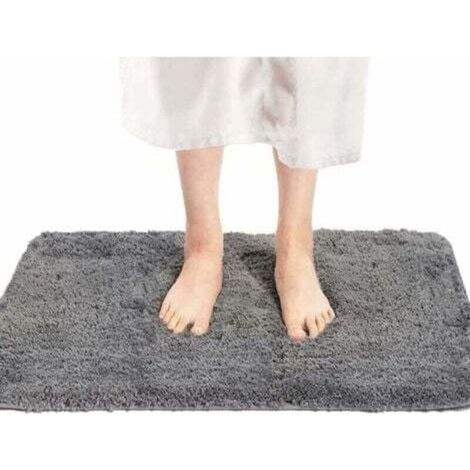 Grey bath mat 40 x 60 cm, non-slip and washable bath mat, bath mat with high hydroscopicity for bathtub, bathroom, living room and bedroom