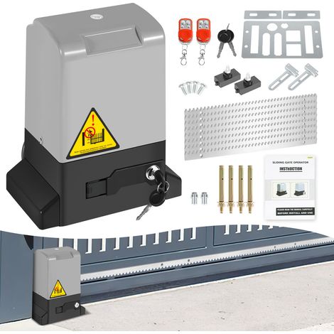 Wolketon Schiebetorantrieb Set - 750W Motor, bis 1600 kg, mit 2 Schlüssel und Fernbedienung, Hoftorantrieb, Torantrieb, Schiebetor, Toröffner