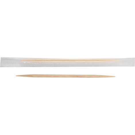 Cure-dents rond 2 pointes emballer individuellement Ø 0,2 x 6,5 cm - 30000 unités - Betik