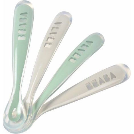 Set of 4 1st age silicone spoons Velvet grey/Sage green (1/5)