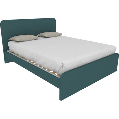 Letto matrimoniale 160x200 con testata sagomata - Design Italiano - Verde Petrolio (1/5)